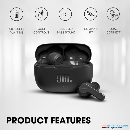JBL Wave 200TWS True Wireless Earbuds Black (6M)